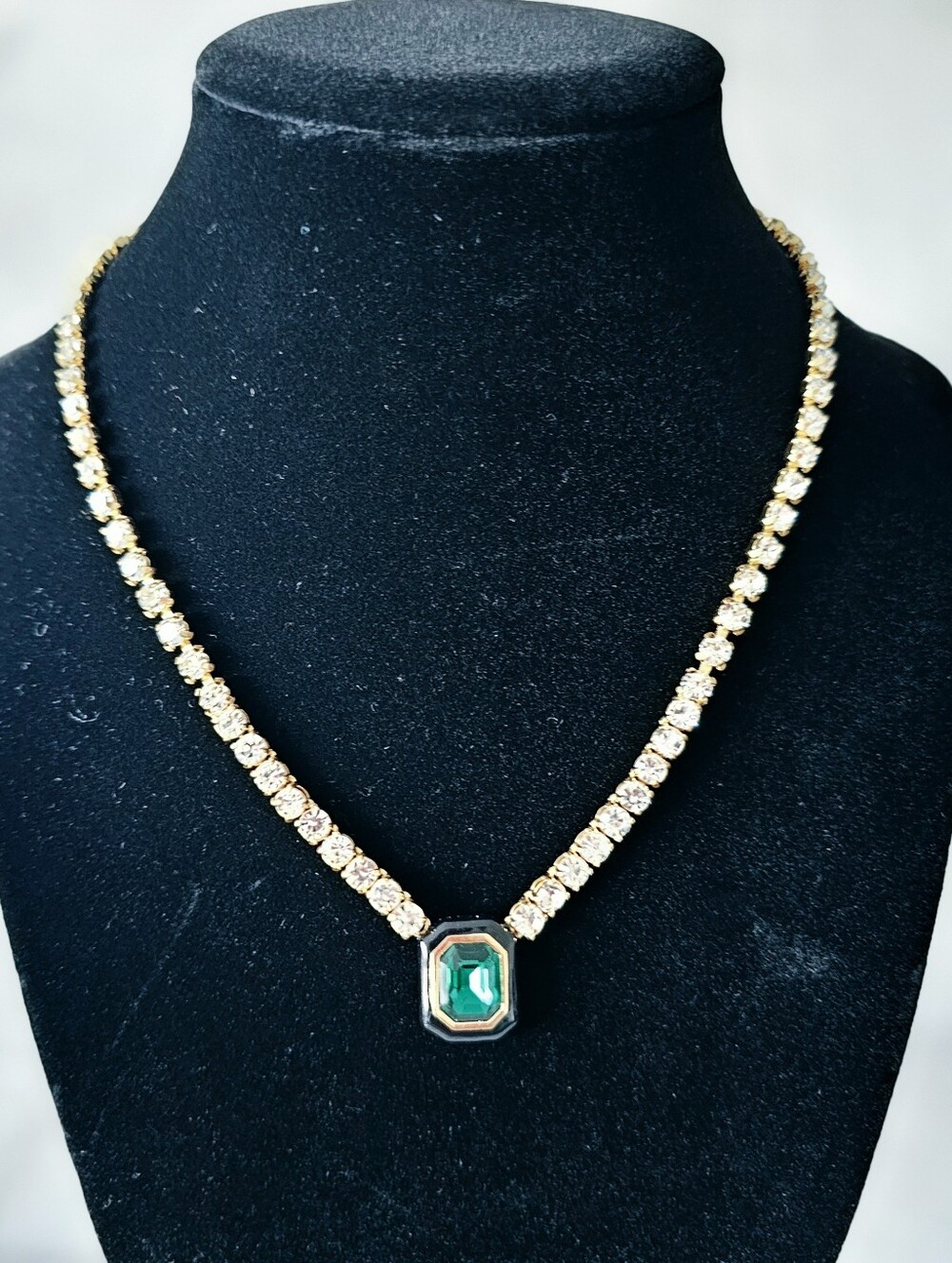 J. Crew Elegant Gold-Tone Necklace with Emerald Green Pendant
